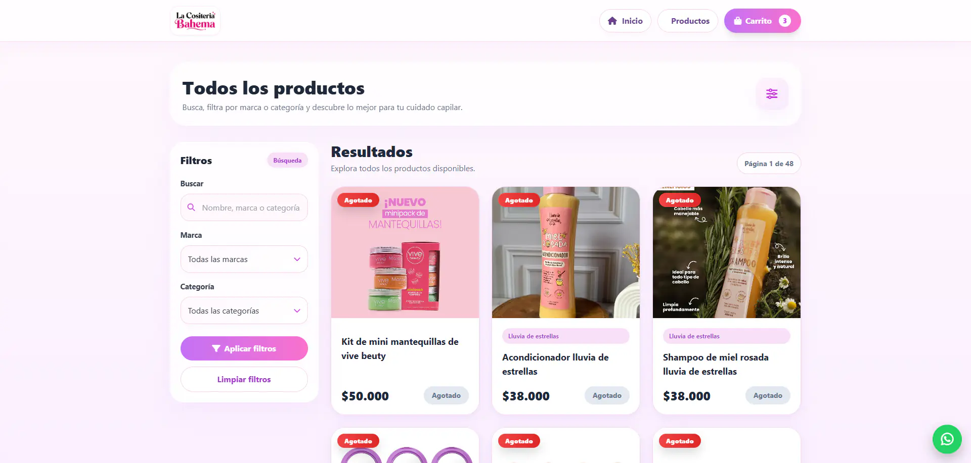Detalle de productos en Bahema